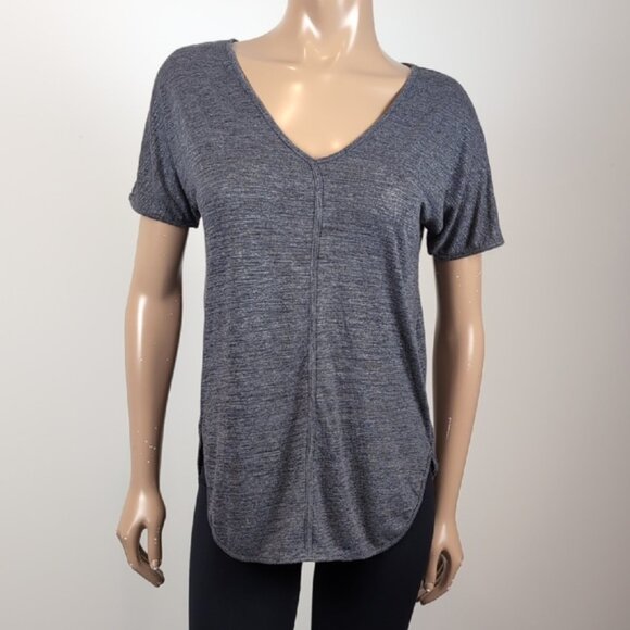 Banana Republic Gray Short Sleeve Relaxed Tshirt Silver Metallic Gray Vneck XS - Picture 2 of 10